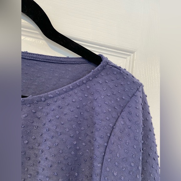 NWT W5 Size S Blue Periwinkle Swiss Dot 3/4 Sleeve Peplum Blouse Pullover - Picture 6 of 11